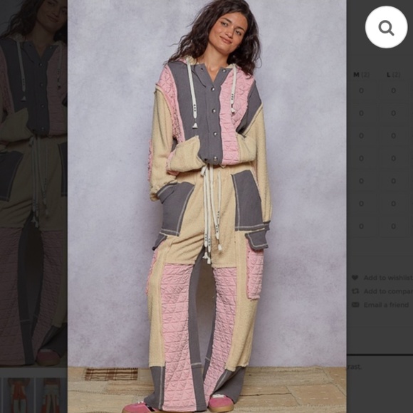 POL Tops - NWT POL Quilted Hoodie & Pants Set Pink/Grey